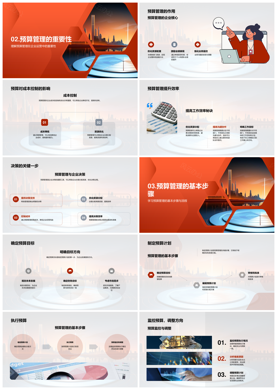 企业预算管理成本控制效率提升运营目标计划执行饼图PPT模板
