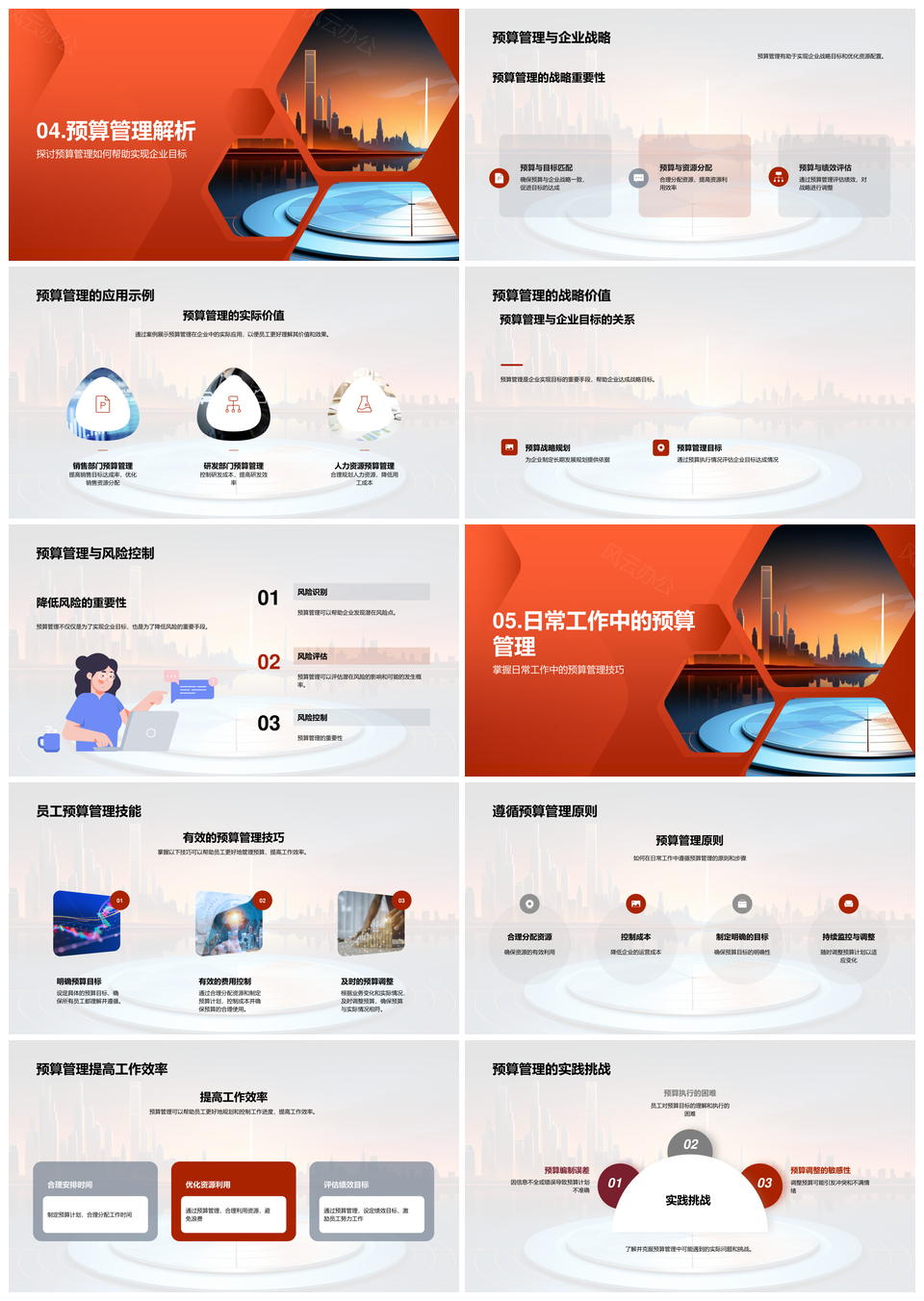 企业预算管理成本控制效率提升运营目标计划执行饼图PPT模板