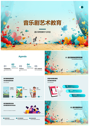 2025音乐剧艺术教育通识课程起源发展形式特点魅力多元性PPT模板