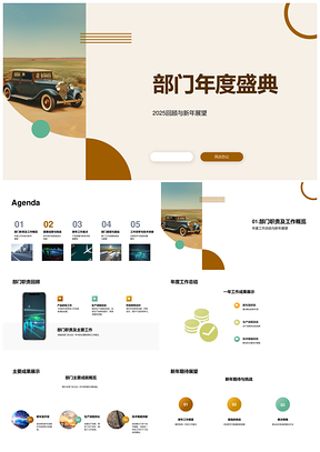 2025部门年度盛典复古新车型技术攻坚质效提升PPT模板