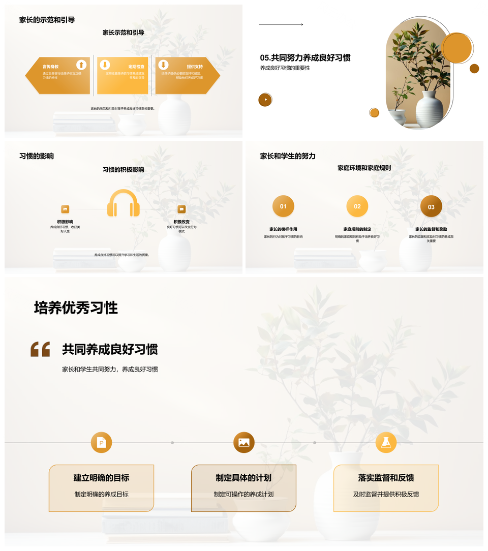 良好习惯家长教育塑造人生行为模式PPT模板