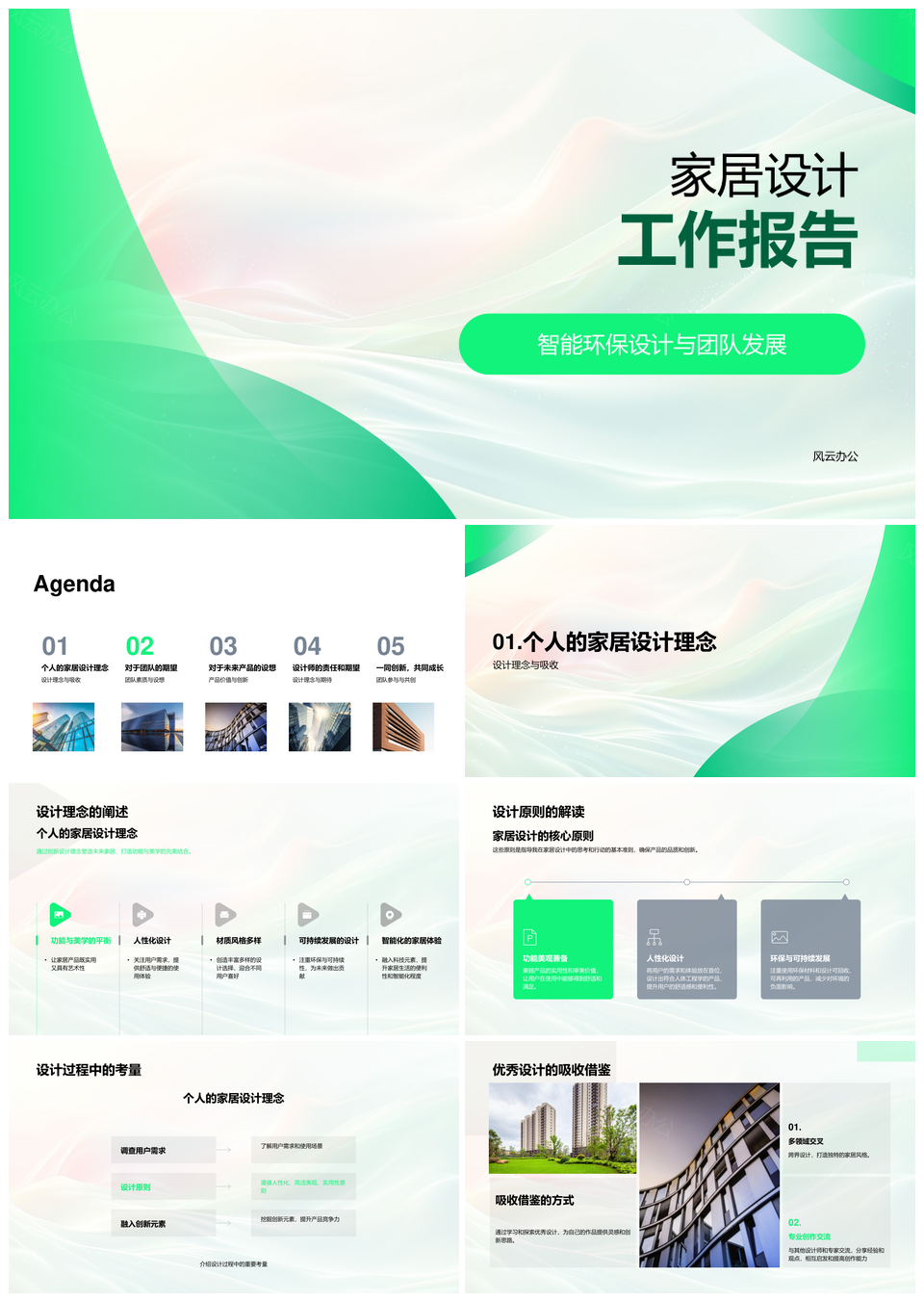 家居智能环保团队设计理念与创新技能发展报告PPT模板