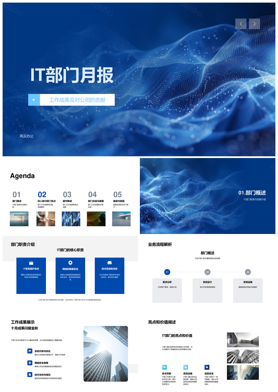 IT部门月报成果亮点贡献价值流程特色PPT模板