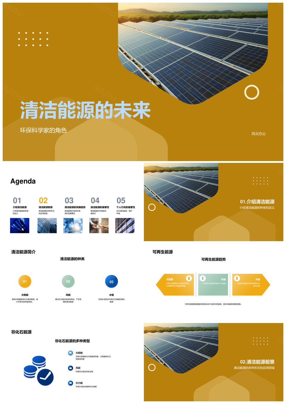 清洁能源多形式优势助力可持续发展PPT模板