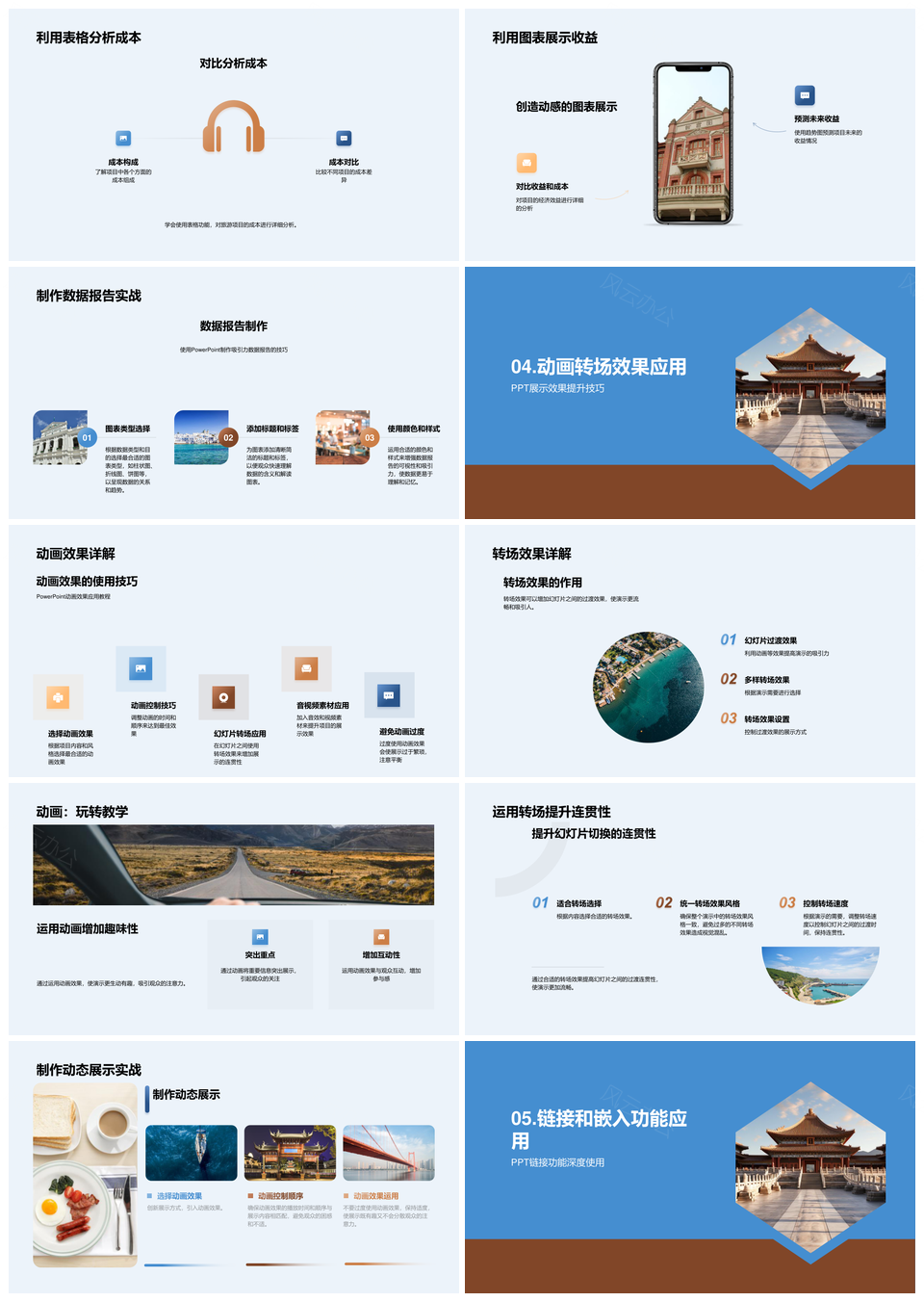 旅游项目策划古建图表流程动画商务分析培训PPT模板