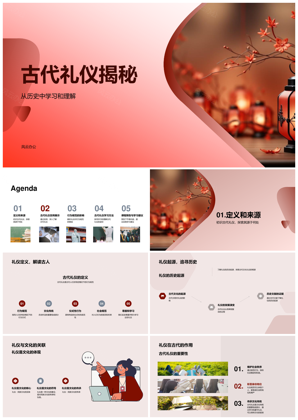 古代礼仪历史源流与行为规范PPT模板