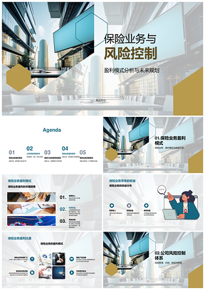 保险业务风险控制盈利模式趋势分析PPT模板