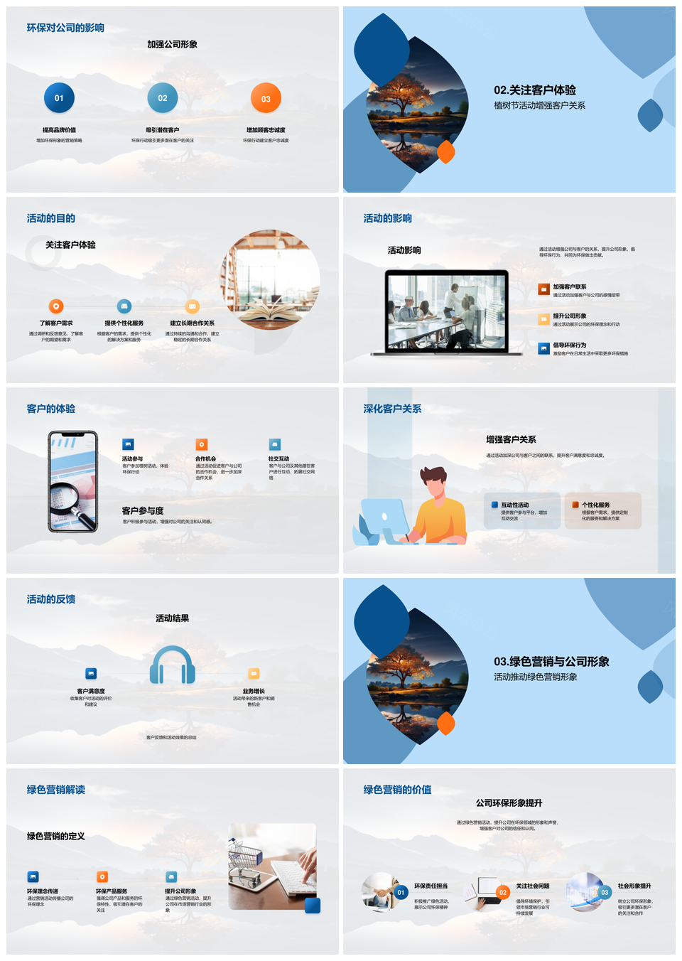 绿化营销树形象植树节客户互动环保行PPT模板