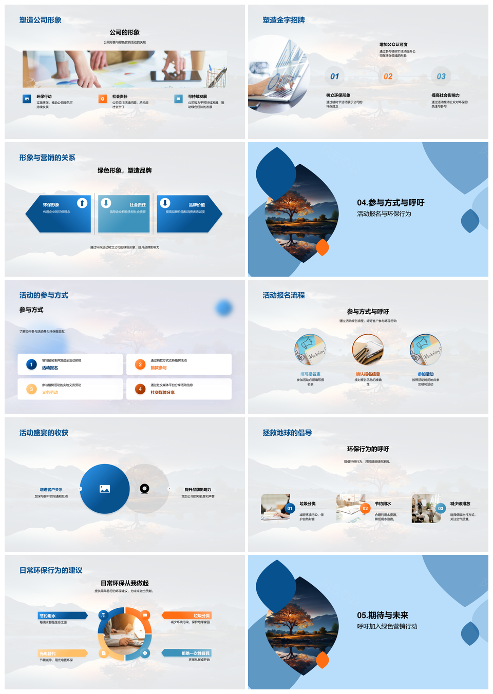 绿化营销树形象植树节客户互动环保行PPT模板