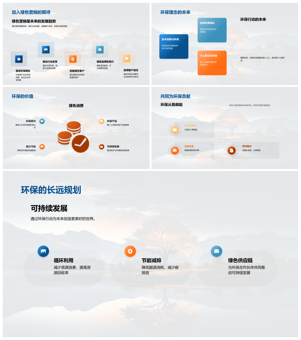 绿化营销树形象植树节客户互动环保行PPT模板