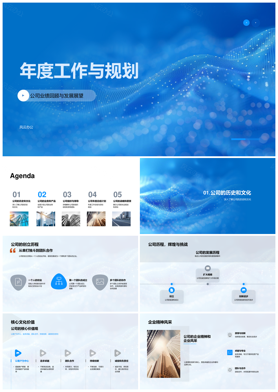 公司年度工作规划与创立历程组织结构PPT模板