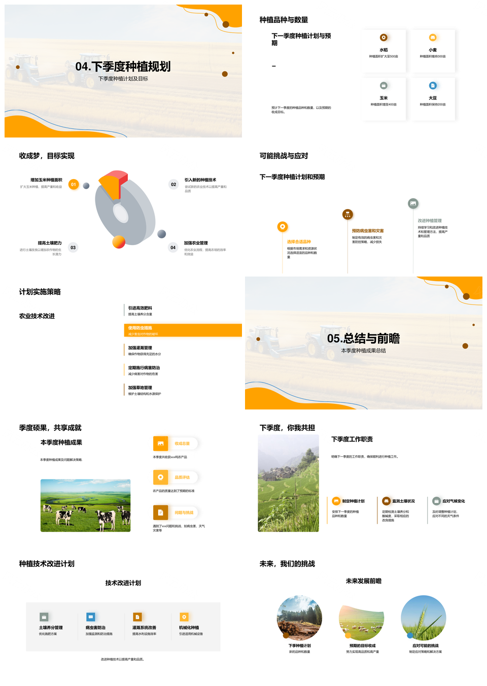麦田季度种植规划品种数量绩效收成总结PPT模板