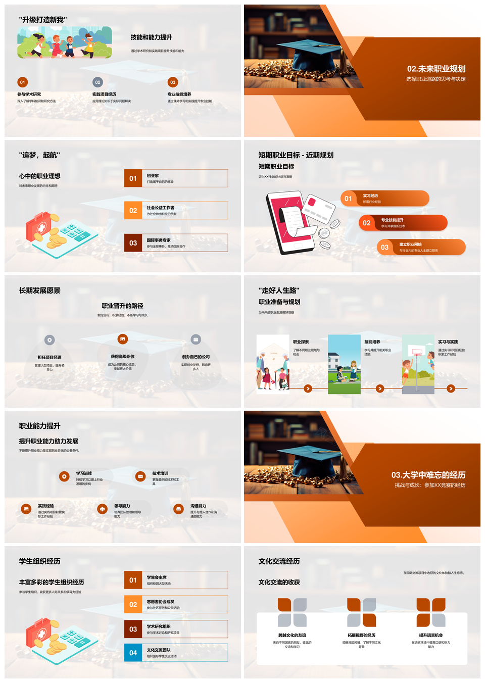 毕业帽映学职研途组文荣光PPT模板