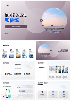 植树节历史起源与传统先驱纪念PPT模板