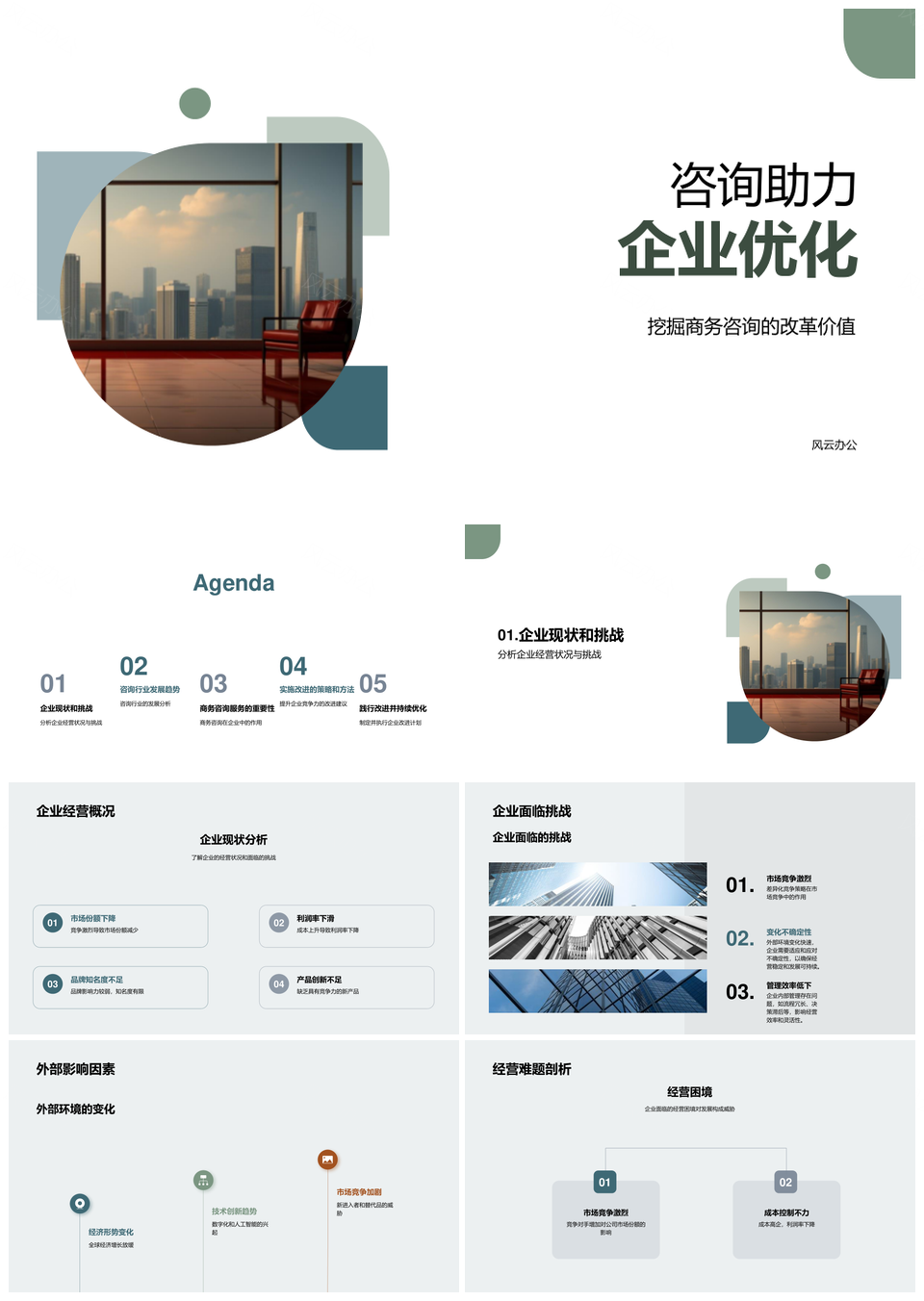 商务咨询优化企业经营应对挑战提升竞争力PPT模板