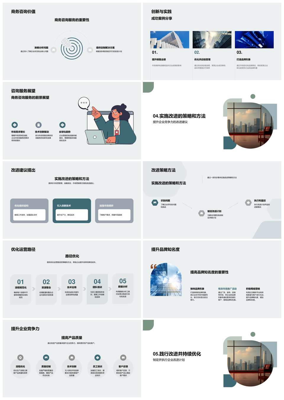 商务咨询优化企业经营应对挑战提升竞争力PPT模板