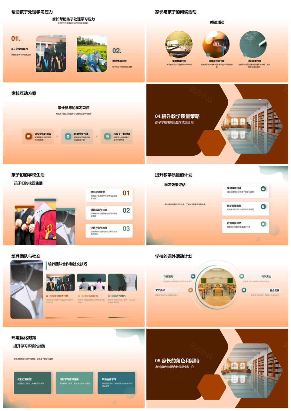 五年级家校共育学业提升家长会PPT模板