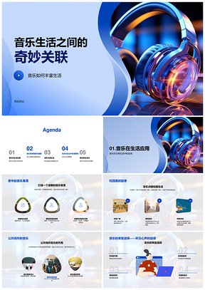 音乐提升生活品质调节情绪助眠学习PPT模板