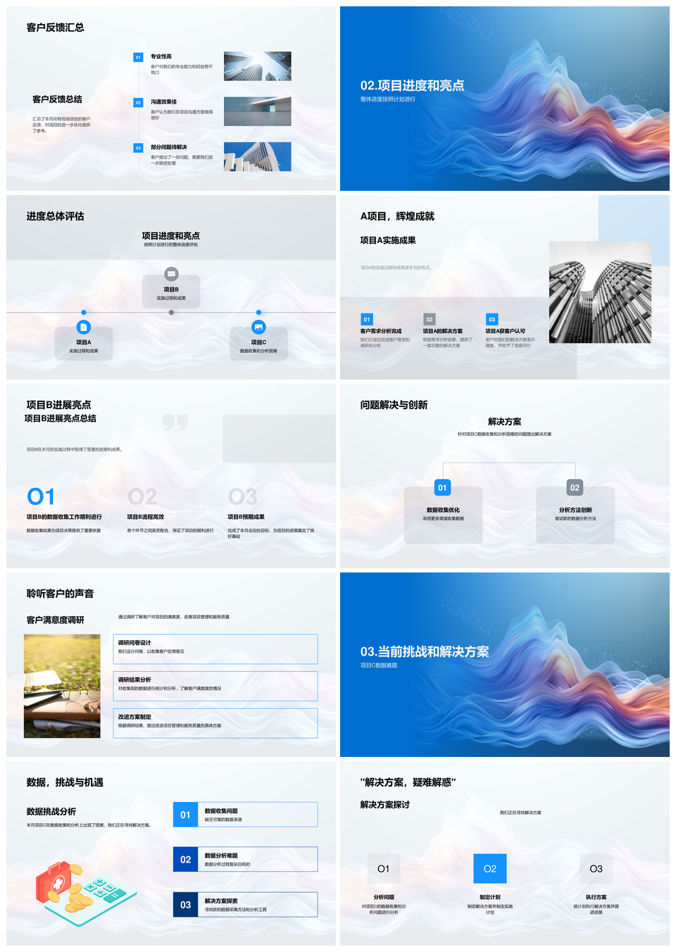 咨询项目月度进展成果数据挑战流动优化PPT模板