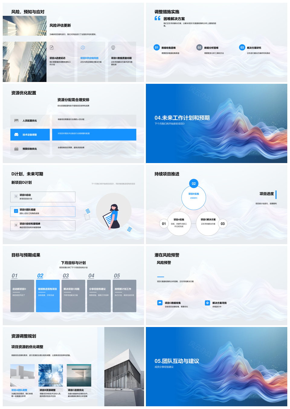 咨询项目月度进展成果数据挑战流动优化PPT模板