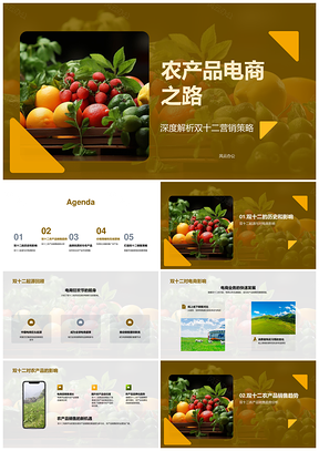农产品电商双十二销售策略与网络推广趋势PPT模板