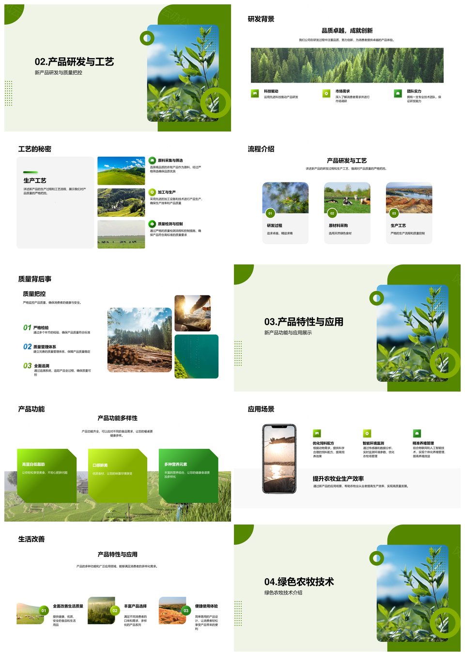 绿色农牧技术研发健康安全食品PPT模板