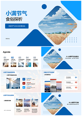 小满农事食俗与小麦收割传统PPT模板