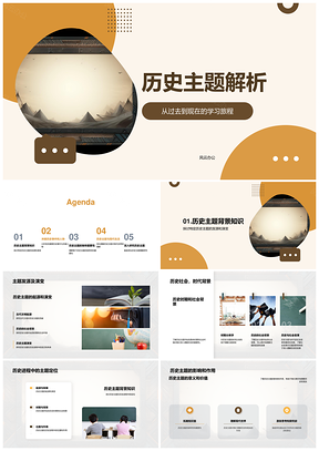 高中历史课件解析时期背景事件人物卷轴PPT模板