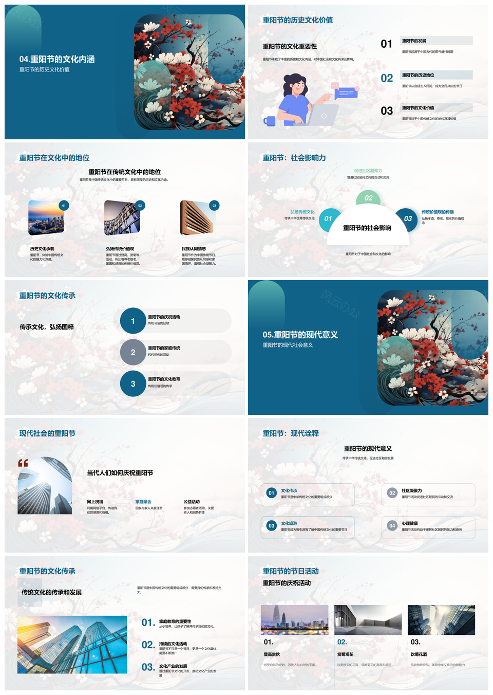 重阳节历史文化与登高赏菊菊花酒传统PPT模板
