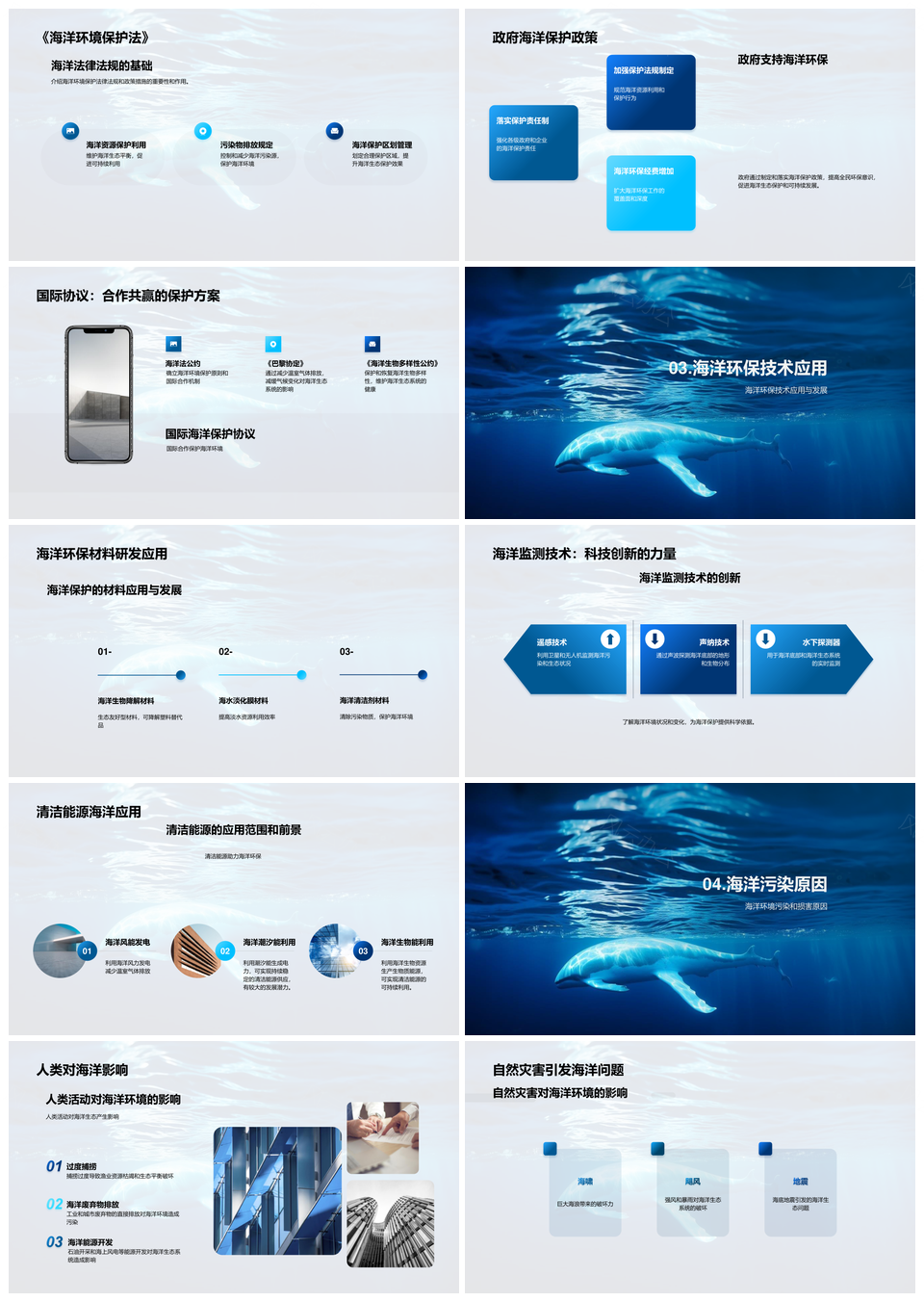守护海洋生态防污染护生物多样性PPT模板