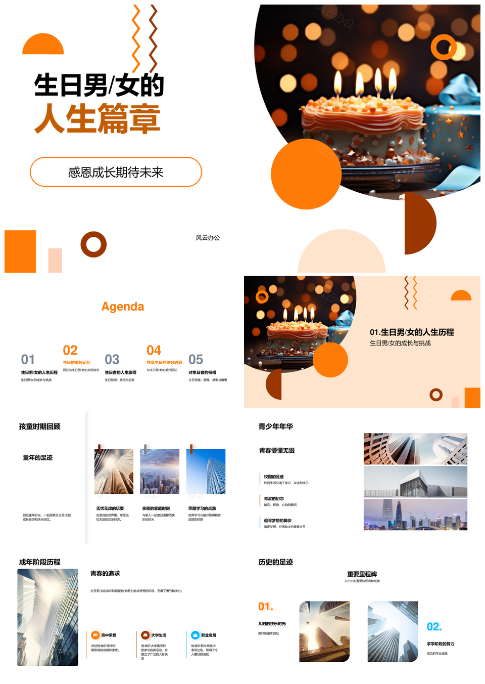 生日男女人生篇章感恩成长迎未来PPT模板