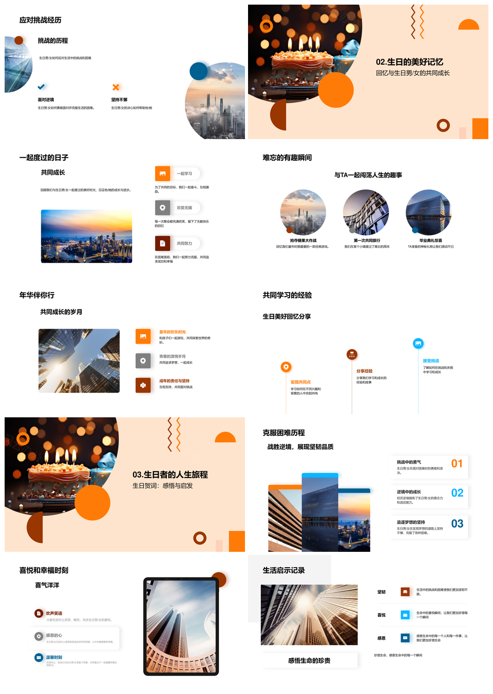 生日男女人生篇章感恩成长迎未来PPT模板