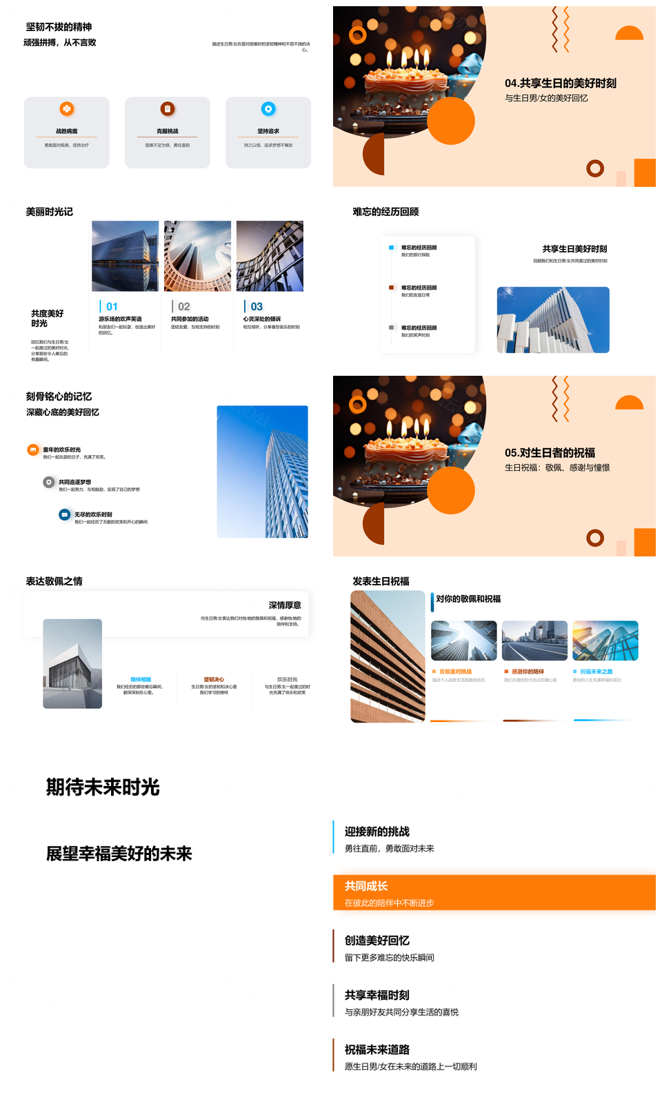 生日男女人生篇章感恩成长迎未来PPT模板