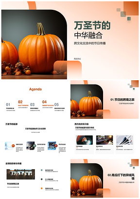 万圣节中西跨文化传媒体交融PPT模板