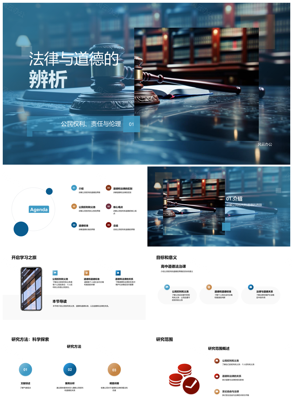 高中生法律道德公民权利法治探析PPT模板