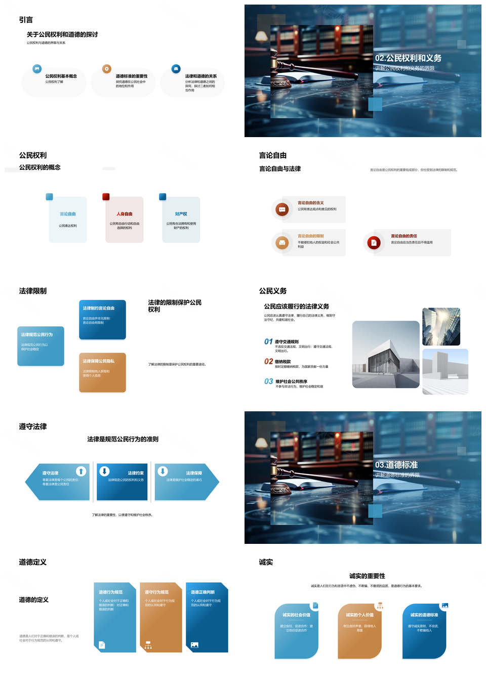 高中生法律道德公民权利法治探析PPT模板