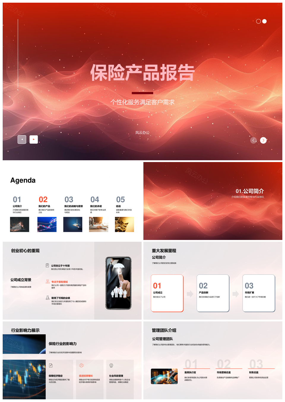保险产品报告科技赋能服务优势市场竞争PPT模板