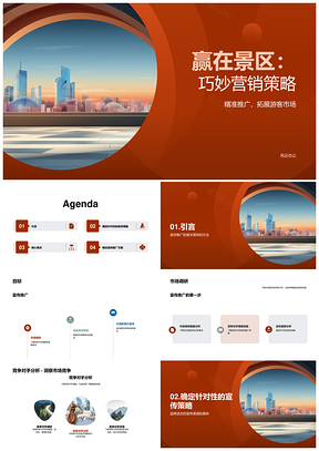 名胜景区广告宣传市场调研提升知名度影响力PPT模板
