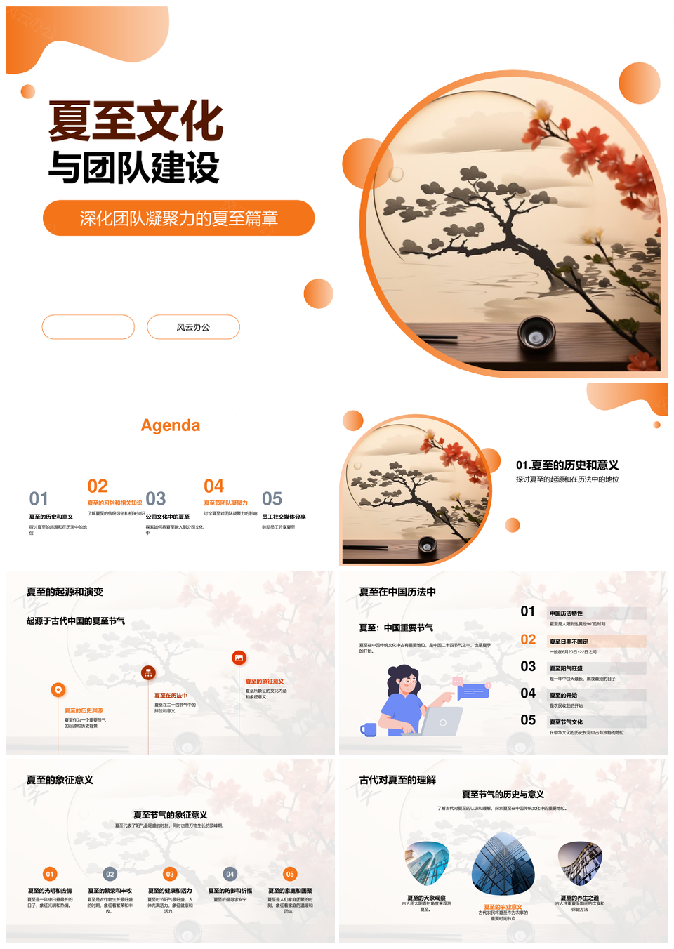 夏至冷面凝聚团队传统文化建设PPT模板