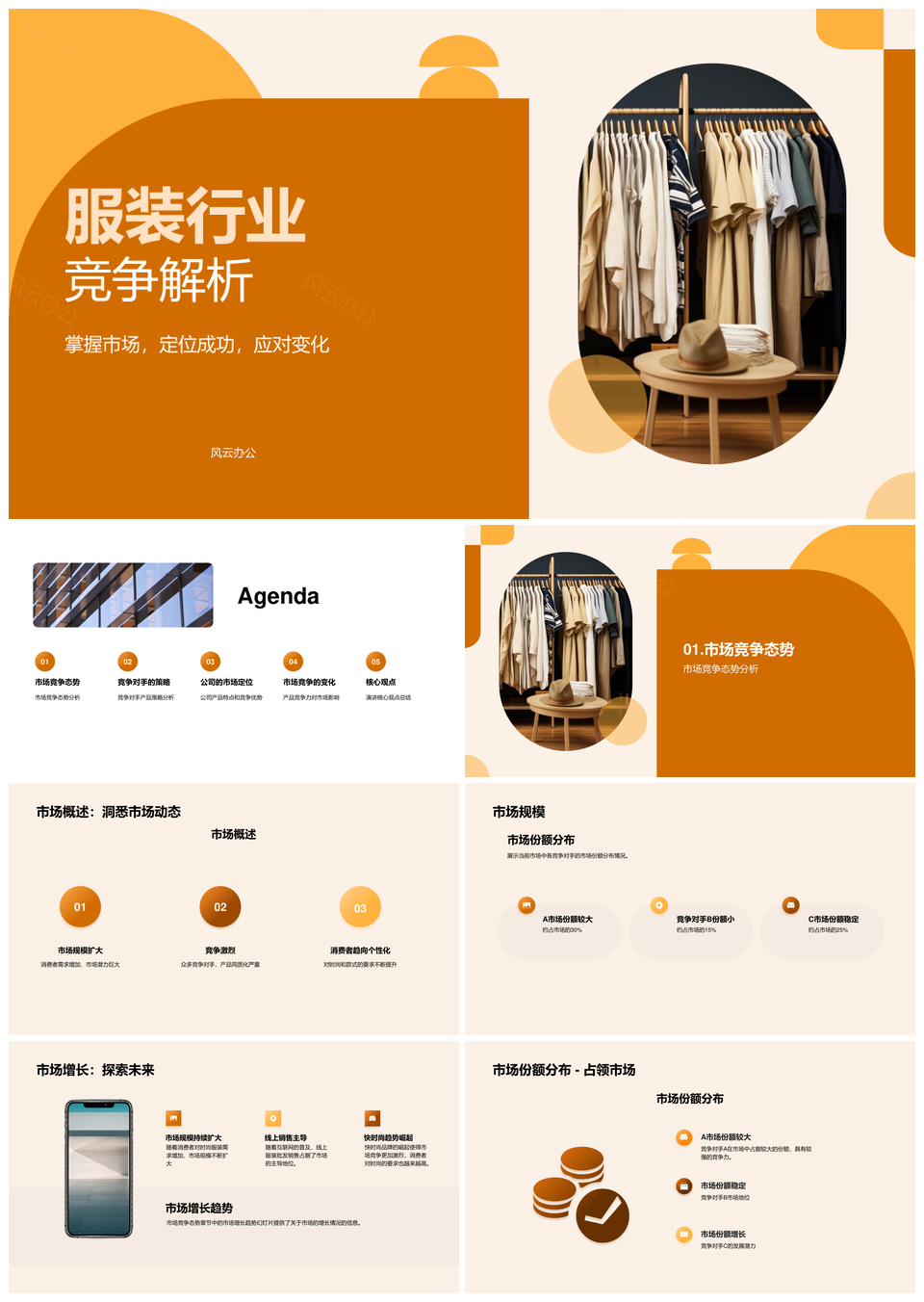 服装市场竞争分析公司优势营销策略PPT模板