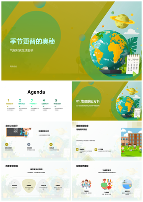 地球自转公转地轴倾斜与麦收气候变化农作影响PPT模板