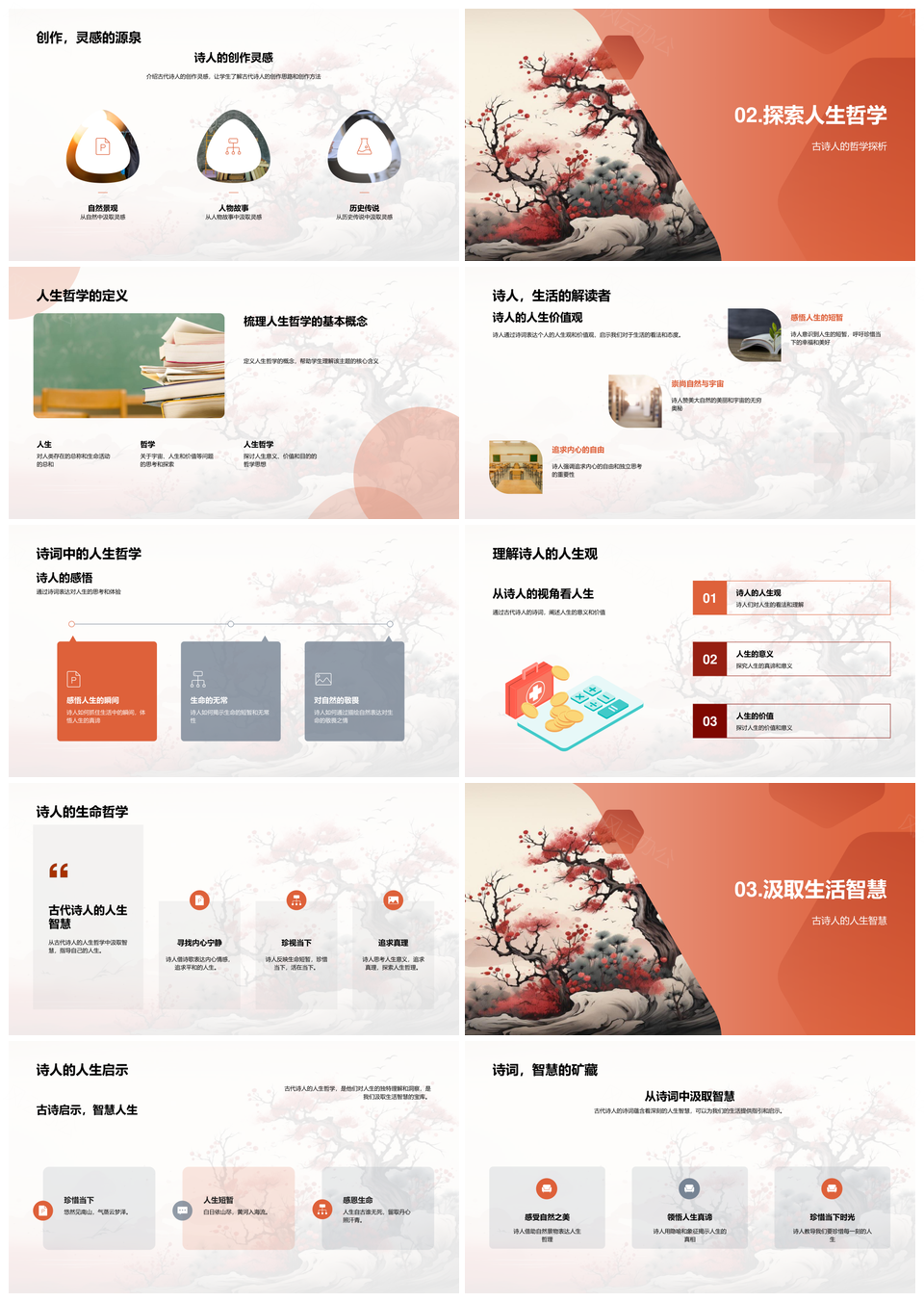 古诗词映现诗人人生智慧哲思PPT模板