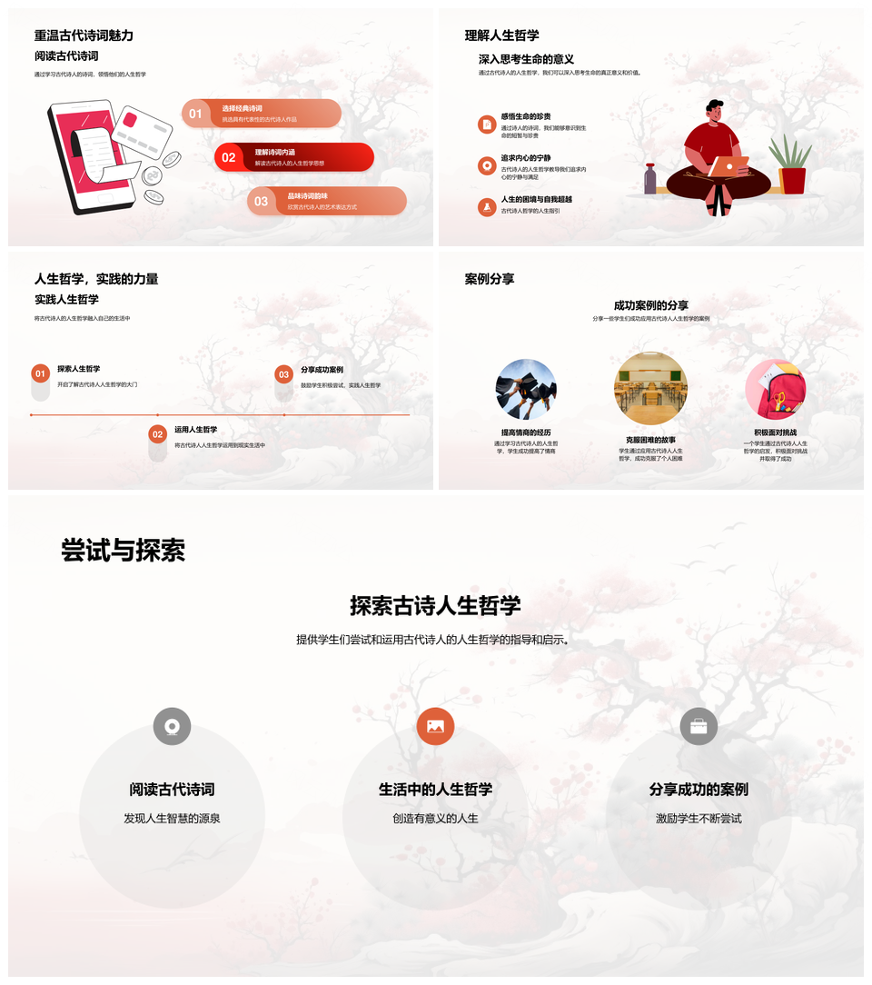 古诗词映现诗人人生智慧哲思PPT模板