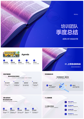 培训团队季度总结成果挑战学员满意度团队成长教学优化PPT模板