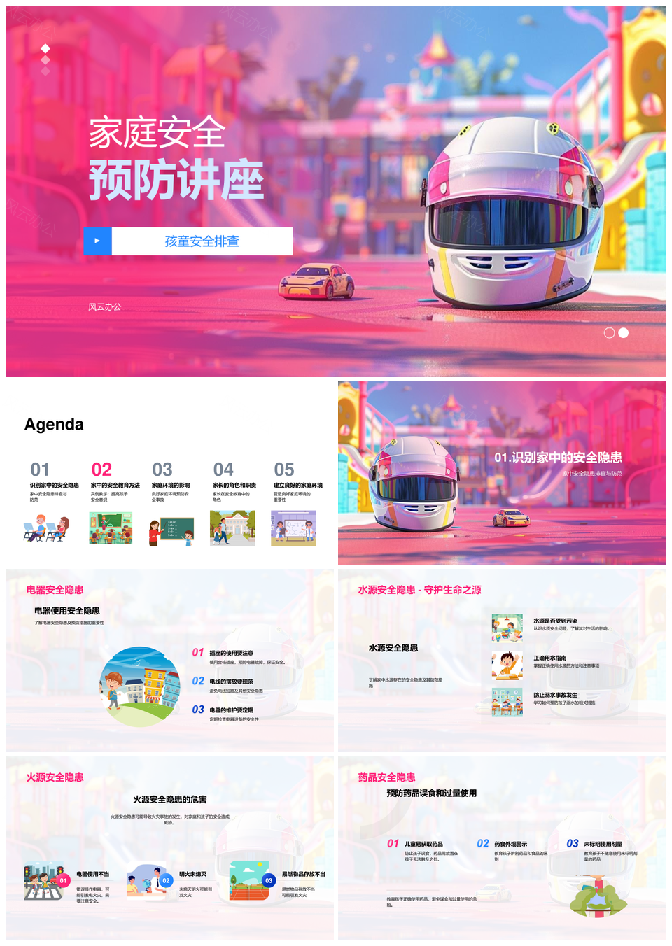 2025家庭安全家长监护孩童电器水源隐患排查教育PPT模板
