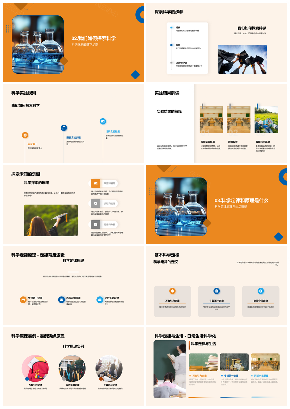 小学科学之旅观察实验探索现象原理显微镜PPT模板