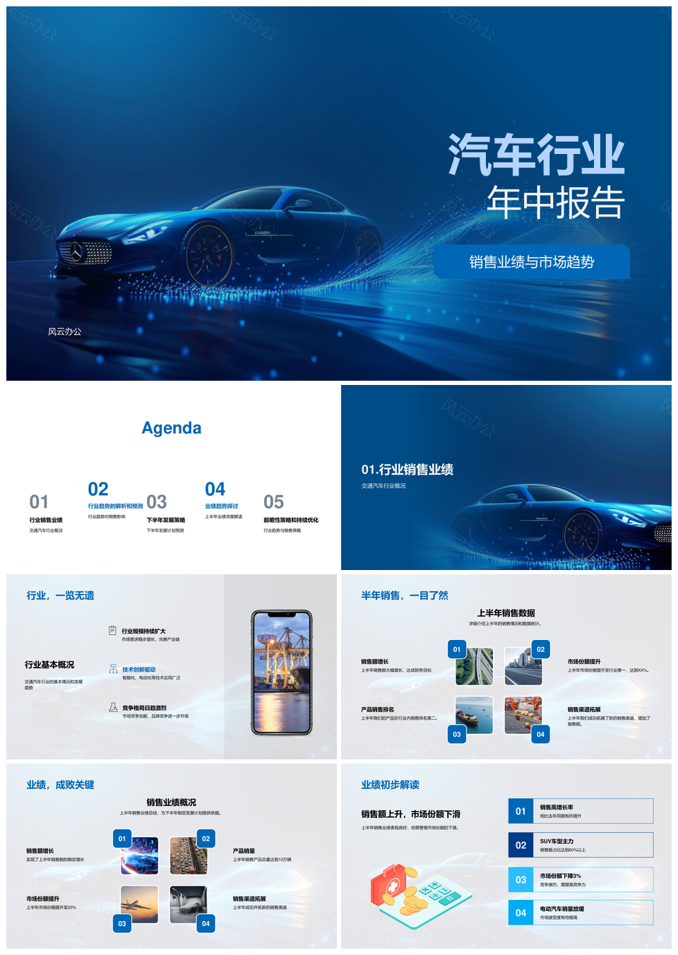 汽车行业年中销售业绩趋势分析与发展计划PPT模板