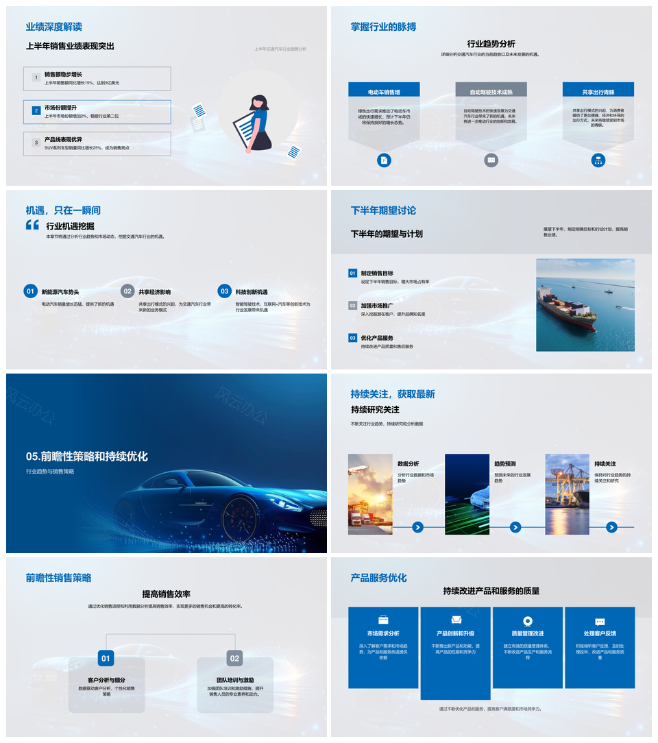 汽车行业年中销售业绩趋势分析与发展计划PPT模板