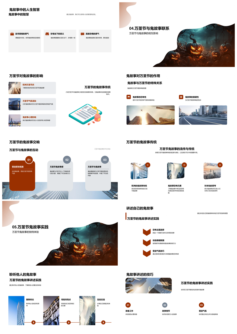 万圣鬼话欧陆源起恐怖生死探秘PPT模板