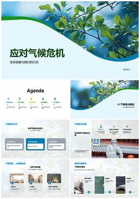 应对全球变暖减排护林发展绿色能源PPT模板